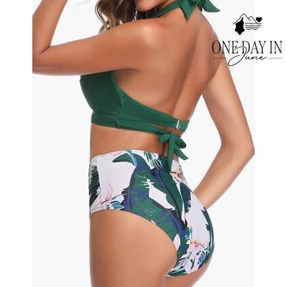 Tempt Me High Waist Molded Cup Bikini Swimsuit Size L - Picture 2 of 7